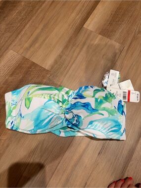 Tommy Bahama Teal, Blue & Green Tropical bandeau swim top